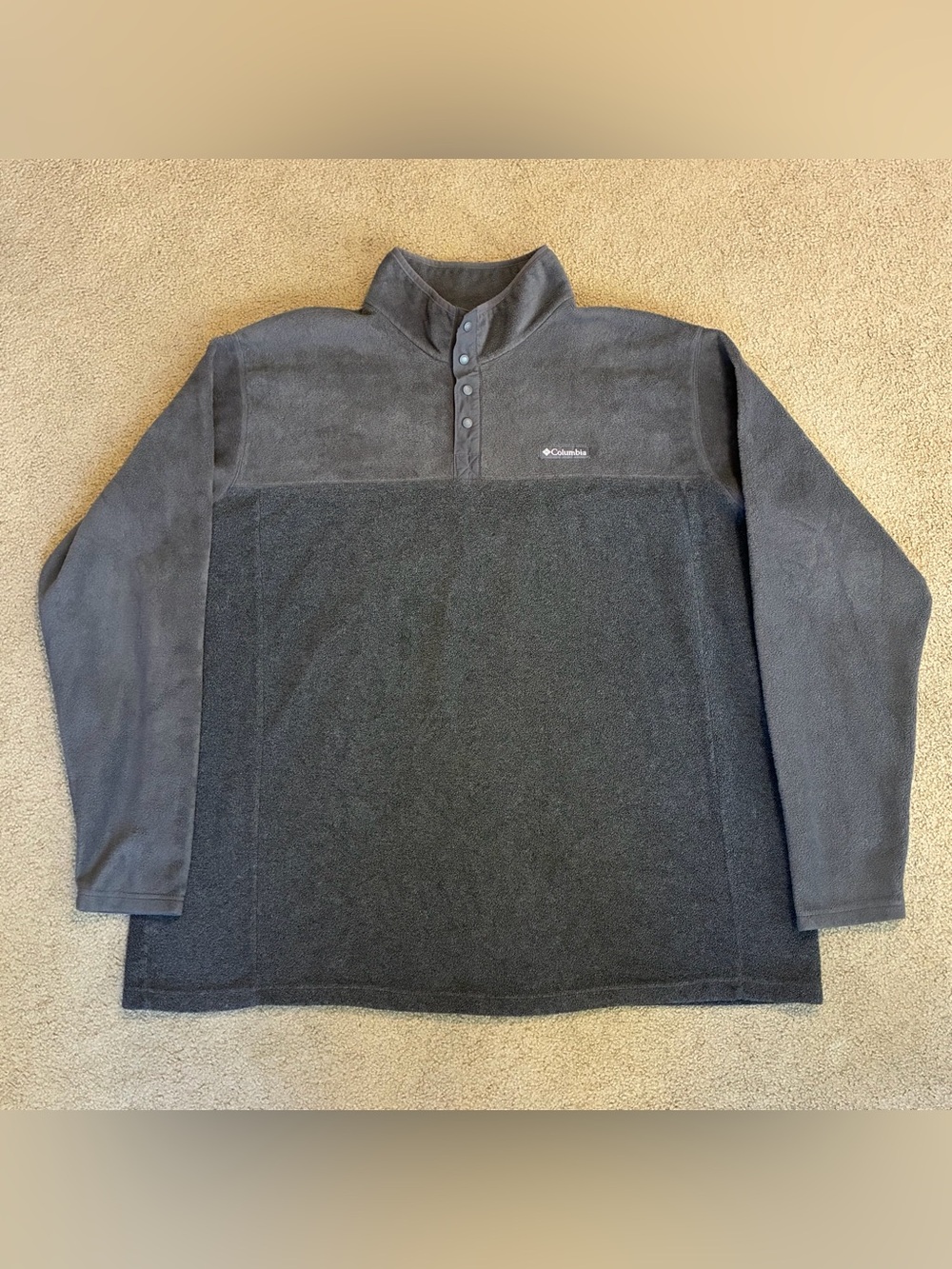 Columbia Sweatshirt Mens 4XL Grey Quarter Snap Button Pullover Mock Neck Shirt